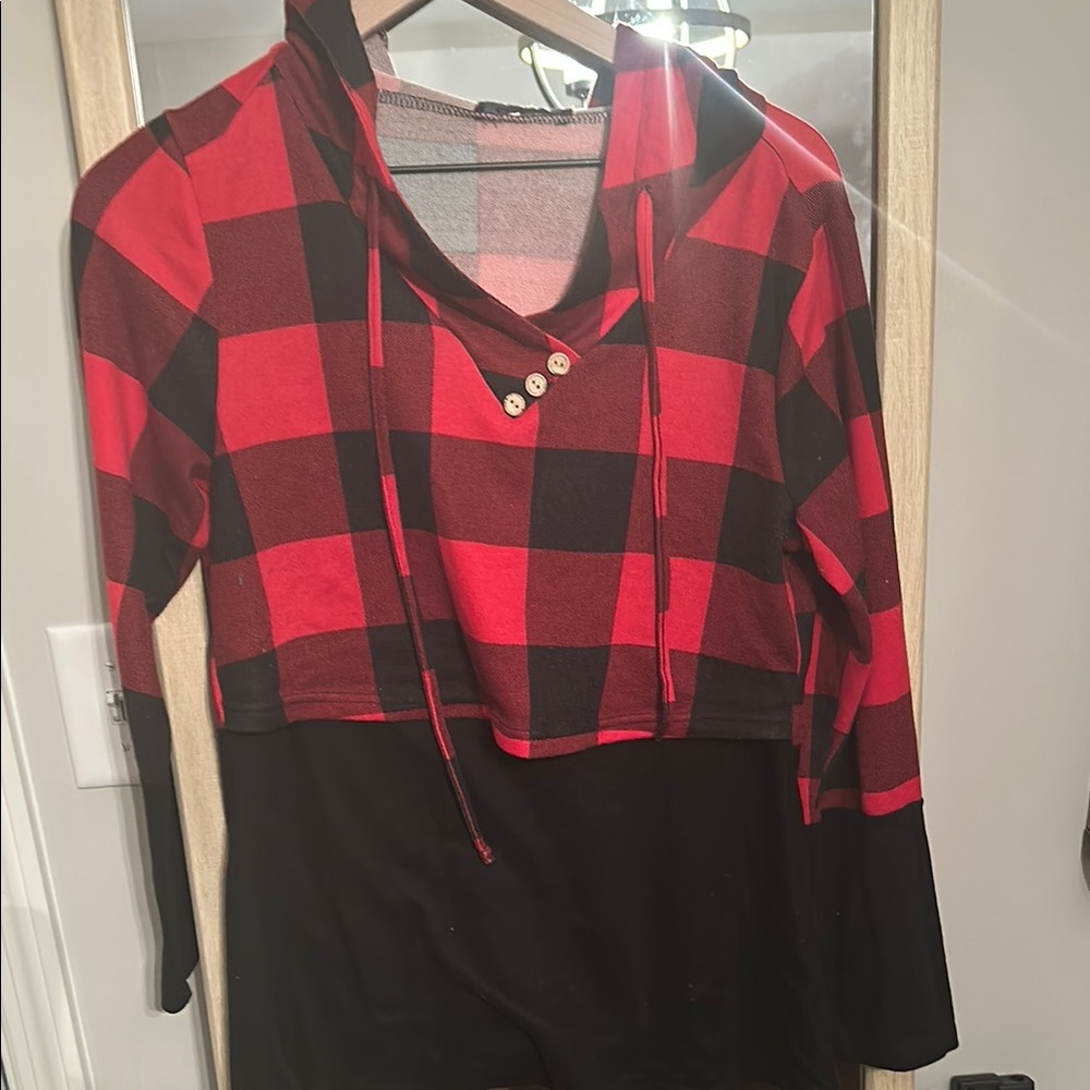 Nursing Red and Black Plaid Hoodie